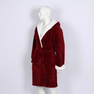 Customized Hoodie Winter Fleece Robe Women Warm Solid Nightgown Long Robes factory